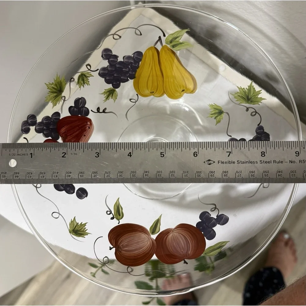 Vintage Victradco Hand Painted Fruit Grove Pedestal Bowl 9